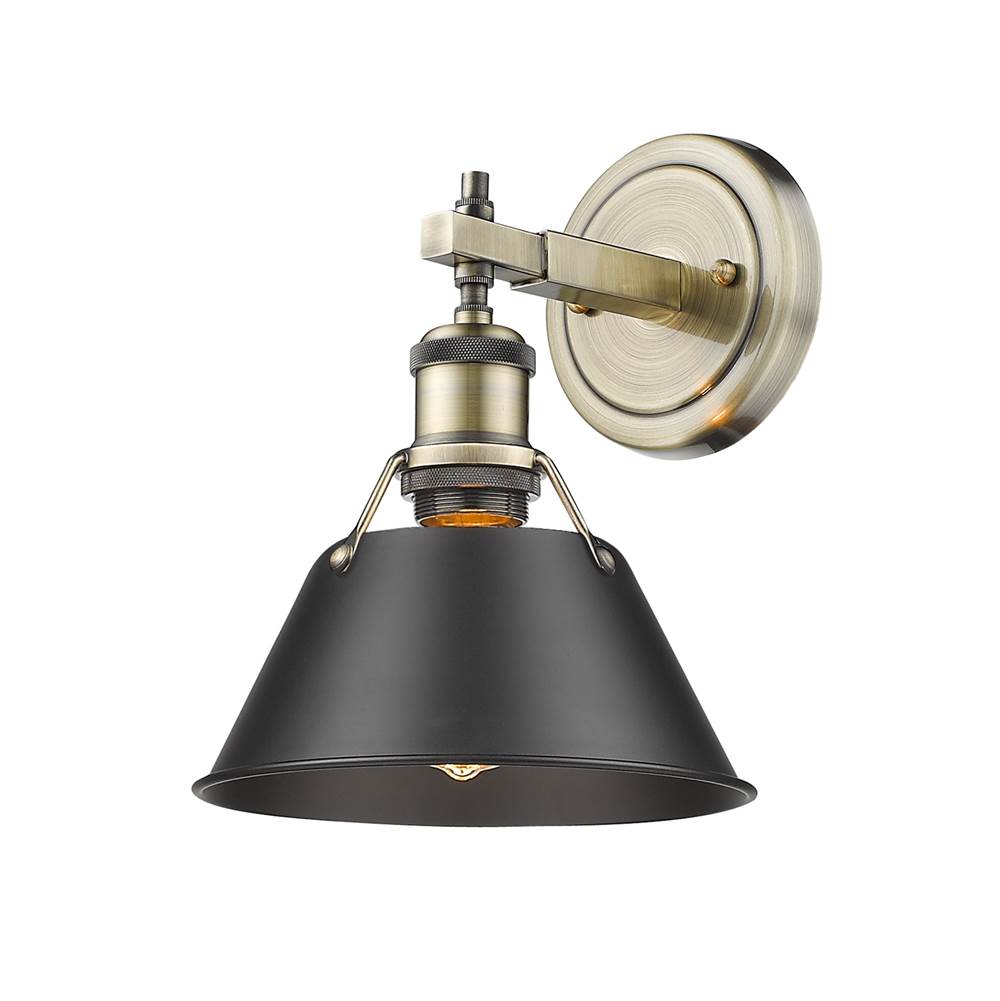 Golden Lighting Orwell Yep By Golden Lighting Orwell 1-light Vanity In Aged Brass And Matte Black Shade