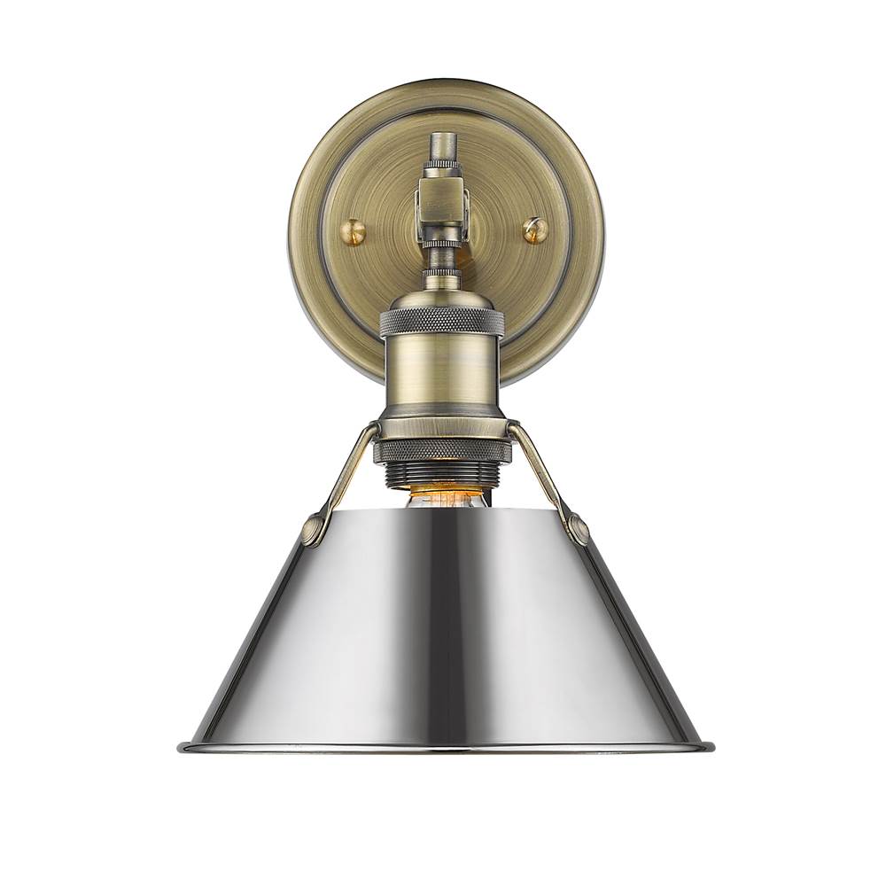 Golden Lighting 3306-BA1 AB-CH Aged Brass Yep By Golden Lighting Orwell 1-light Vanity In Aged Brass And Chrome Shade Image 1