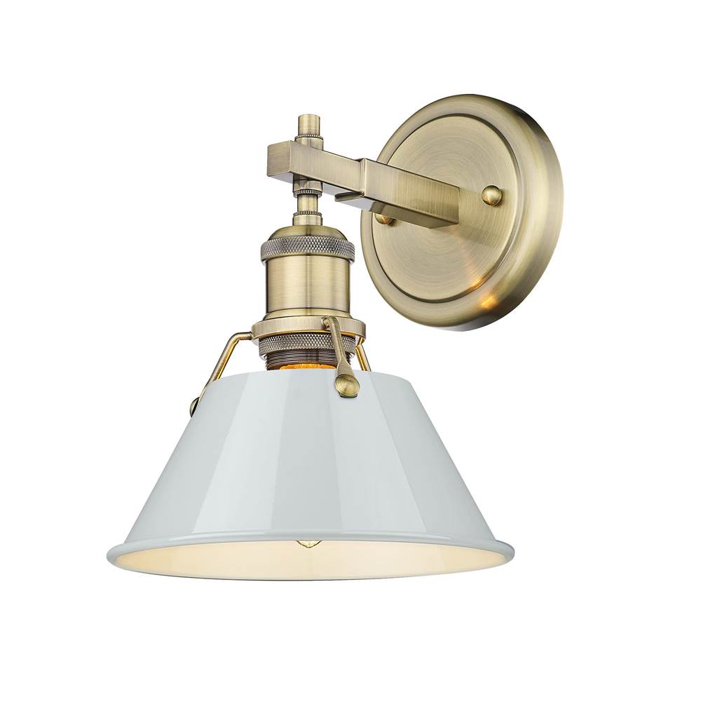 Golden Lighting 3306-BA1 AB-DB Aged Brass Yep By Golden Lighting Orwell 1-light Vanity In Aged Brass And Dusky Blue Shade Image 1