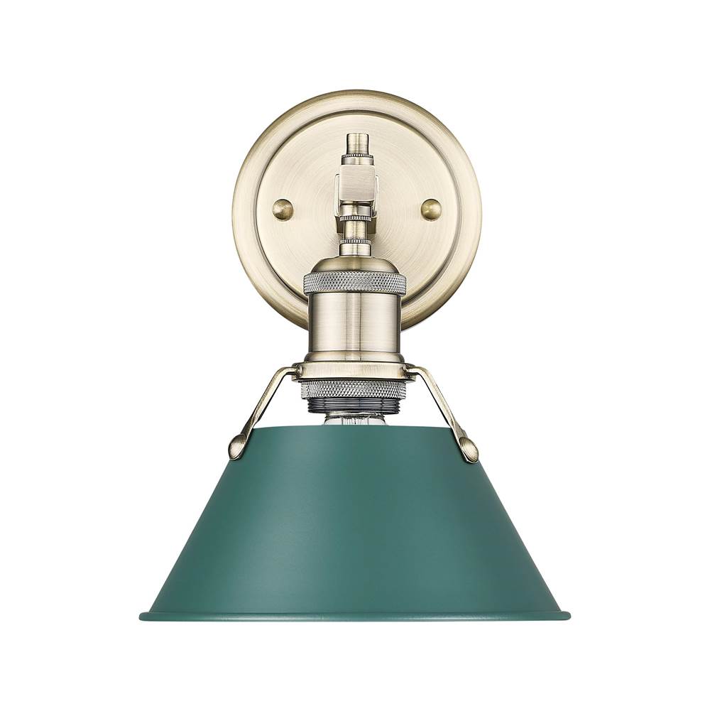 Golden Lighting 3306-BA1 AB-GN Aged Brass Yep By Golden Lighting Orwell 1-light Vanity In Aged Brass And Pine Green Shade Image 1