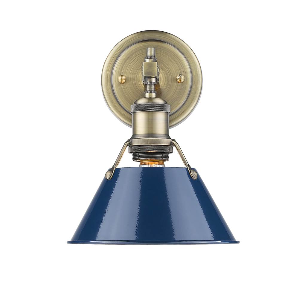 Golden Lighting 3306-BA1 AB-NVY Aged Brass Yep By Golden Lighting Orwell 1-light Vanity In Aged Brass And Navy Blue Shade Image 1