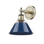 Golden Lighting Orwell Yep By Golden Lighting Orwell 1-light Vanity In Aged Brass And Navy Blue Shade