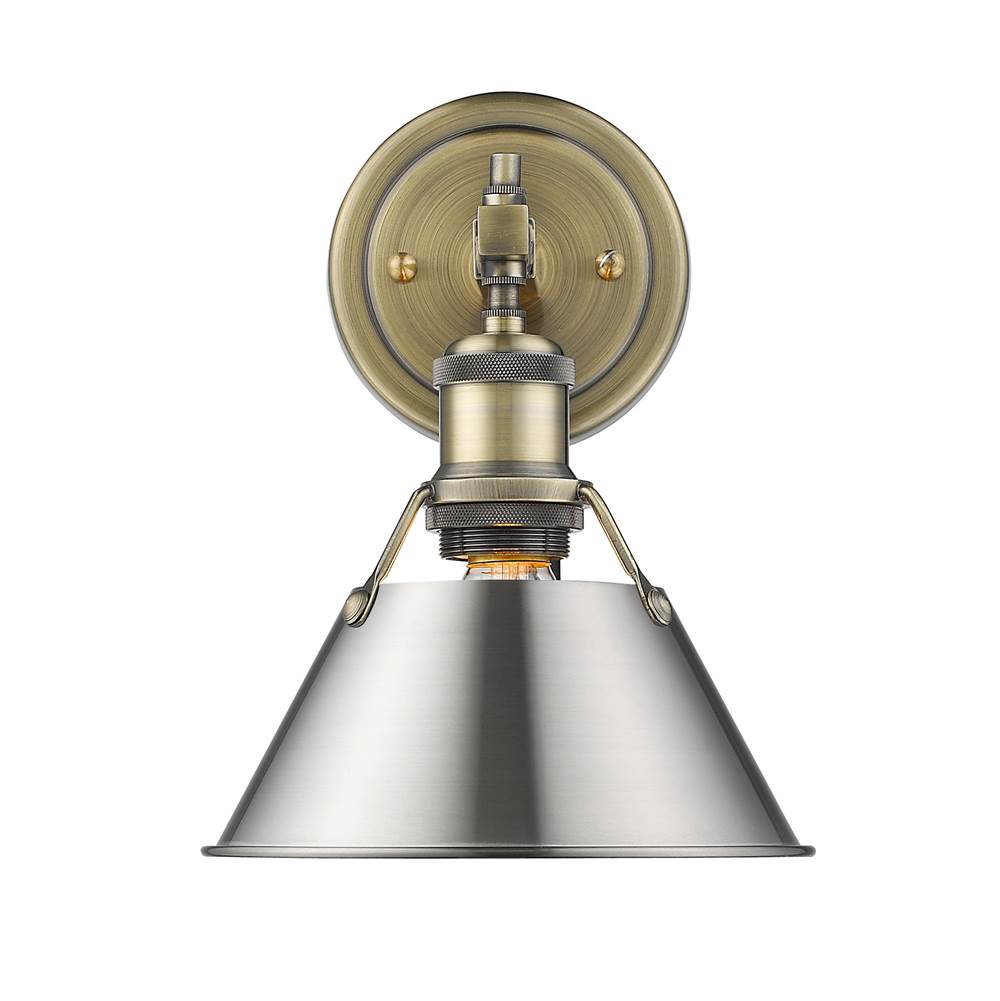 Golden Lighting 3306-BA1 AB-PW Aged Brass Yep By Golden Lighting Orwell 1-light Vanity In Aged Brass And Pewter Shade Image 1
