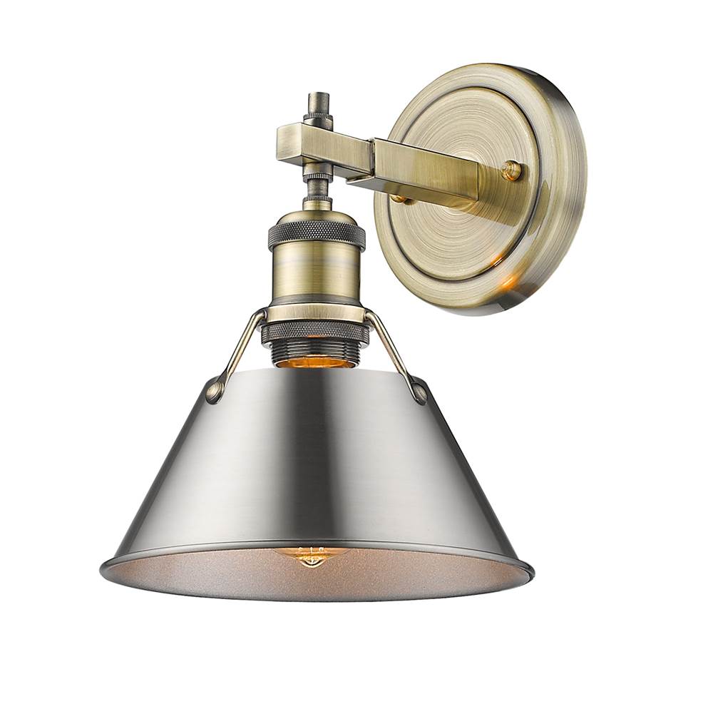 Golden Lighting Orwell Yep By Golden Lighting Orwell 1-light Vanity In Aged Brass And Pewter Shade