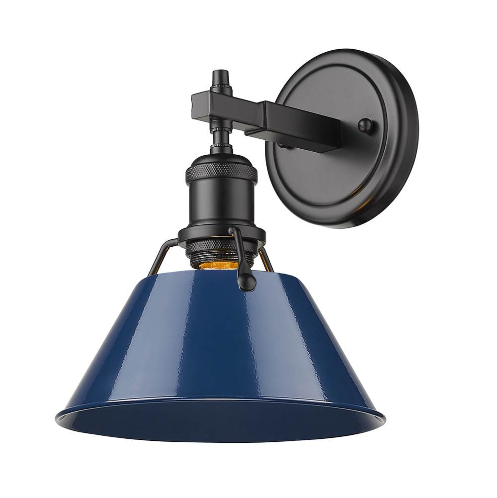 Golden Lighting Orwell Yep By Golden Lighting Orwell 1-light Vanity In Aged Brass And Navy Blue Shade