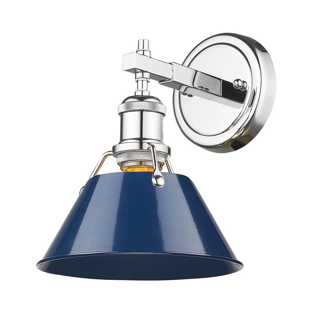 Golden Lighting Orwell Yep By Golden Lighting Orwell 1-light Vanity In Aged Brass And Navy Blue Shade