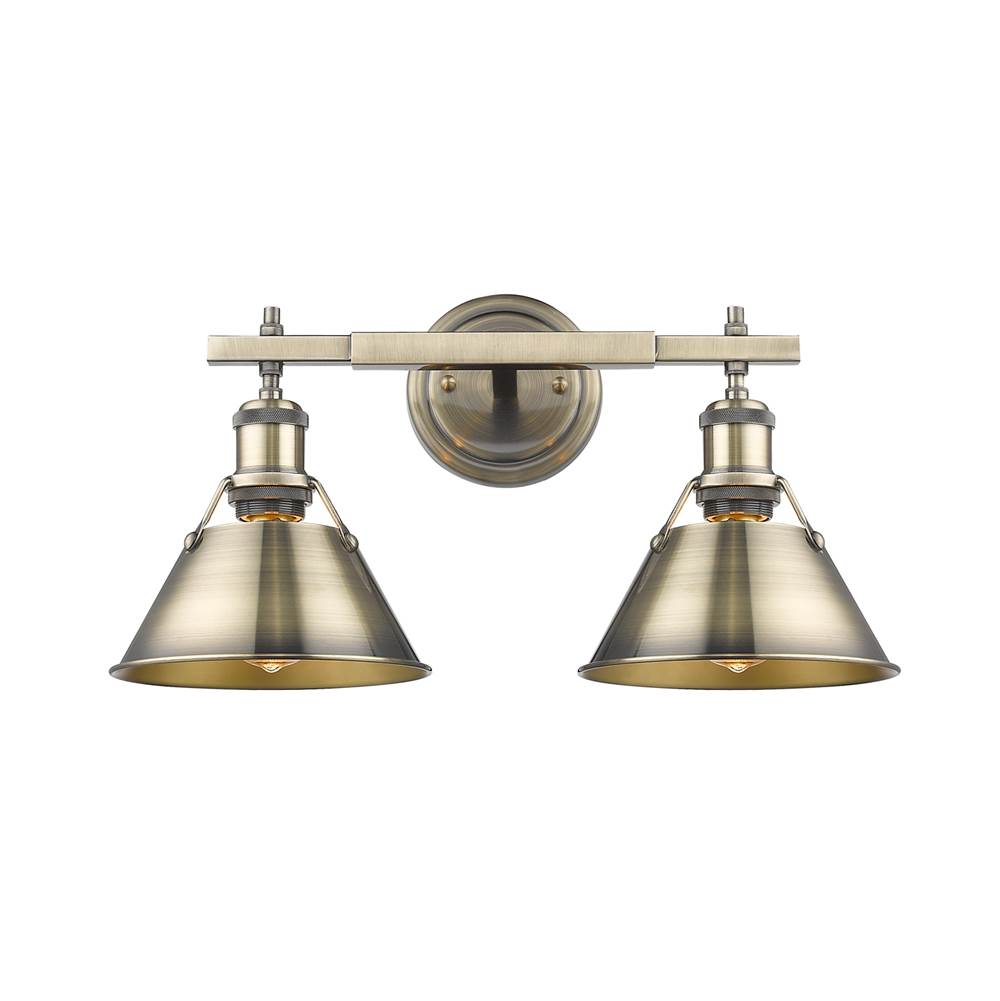 Golden Lighting 3306-BA2 AB-AB Aged Brass Yep By Golden Lighting Orwell 2-light Vanity In Aged Brass Image 3