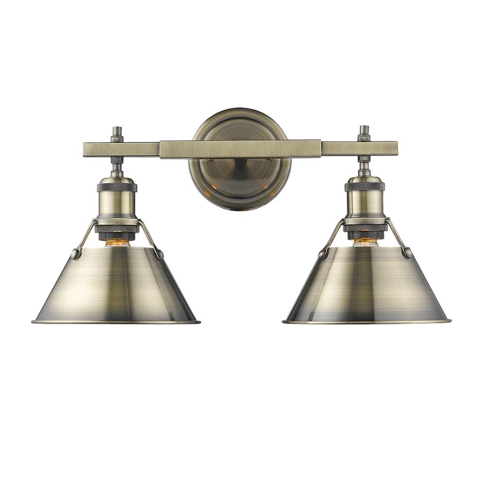 Golden Lighting 3306-BA2 AB-AB Aged Brass Yep By Golden Lighting Orwell 2-light Vanity In Aged Brass Image 1