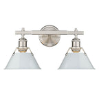 Golden Lighting Orwell Yep By Golden Lighting Orwell 2-light Vanity In Aged Brass And Dusky Blue Shade
