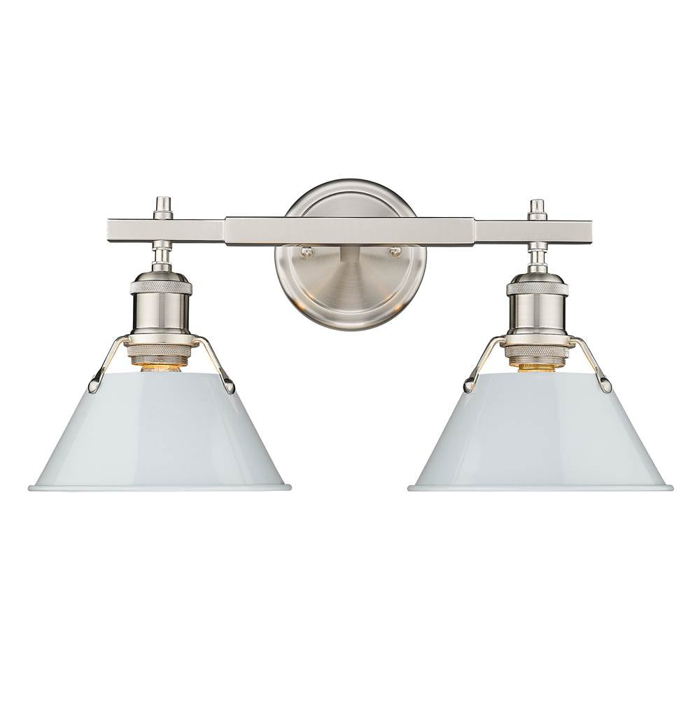 Golden Lighting Orwell Yep By Golden Lighting Orwell 2-light Vanity In Aged Brass And Dusky Blue Shade
