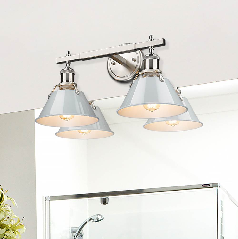 Golden Lighting 3306-BA2 PW-DB Pewter Yep By Golden Lighting Orwell 2-light Vanity In Pewter And Dusky Blue Shade Image 3