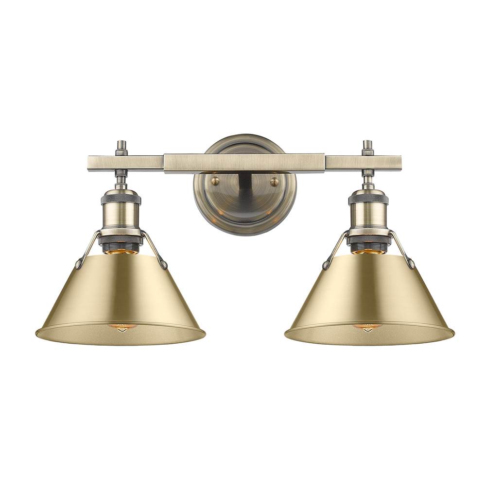 Golden Lighting 3306-BA2 AB-BCB Aged Brass Yep By Golden Lighting Orwell 2-light Vanity In Aged Brass And Brushed Champagne Brass Shade Image 1