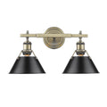 Golden Lighting 3306-BA2 AB-BLK Aged Brass Yep By Golden Lighting Orwell 2-light Vanity In Aged Brass And Matte Black Shade Image 1