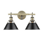Golden Lighting 3306-BA2 AB-BLK Aged Brass Yep By Golden Lighting Orwell 2-light Vanity In Aged Brass And Matte Black Shade Image 1