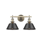 Golden Lighting Orwell Yep By Golden Lighting Orwell 2-light Vanity In Aged Brass And Matte Black Shade