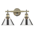 Golden Lighting 3306-BA2 AB-CH Aged Brass Yep By Golden Lighting Orwell 2-light Vanity In Aged Brass And Chrome Shade Image 1