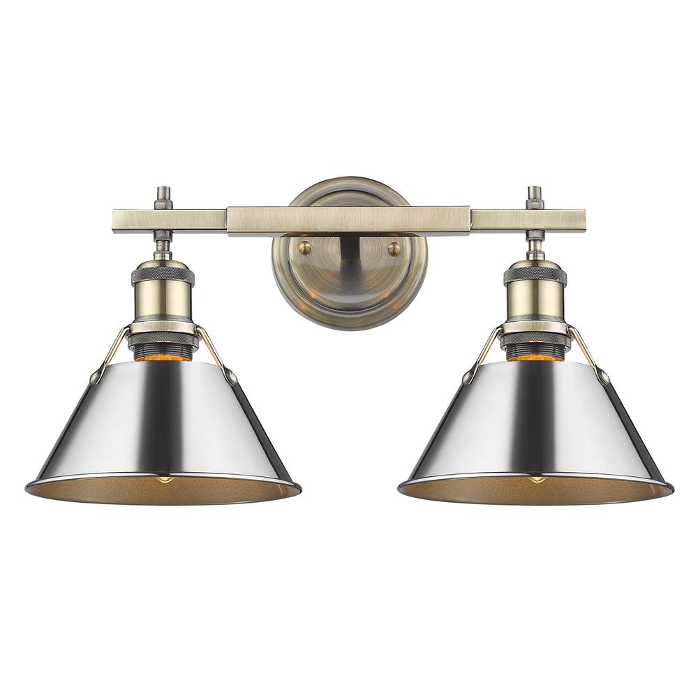 Golden Lighting Orwell Yep By Golden Lighting Orwell 2-light Vanity In Aged Brass And Chrome Shade