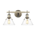 Golden Lighting 3306-BA2 AB-CLR Aged Brass Yep By Golden Lighting Orwell 2-light Vanity In Aged Brass And Clear Glass Image 1