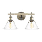 Golden Lighting 3306-BA2 AB-CLR Aged Brass Yep By Golden Lighting Orwell 2-light Vanity In Aged Brass And Clear Glass Image 1