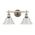 Golden Lighting 3306-BA2 AB-DB Aged Brass Yep By Golden Lighting Orwell 2-light Vanity In Aged Brass And Dusky Blue Shade Image 1