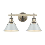 Golden Lighting 3306-BA2 AB-DB Aged Brass Yep By Golden Lighting Orwell 2-light Vanity In Aged Brass And Dusky Blue Shade Image 1