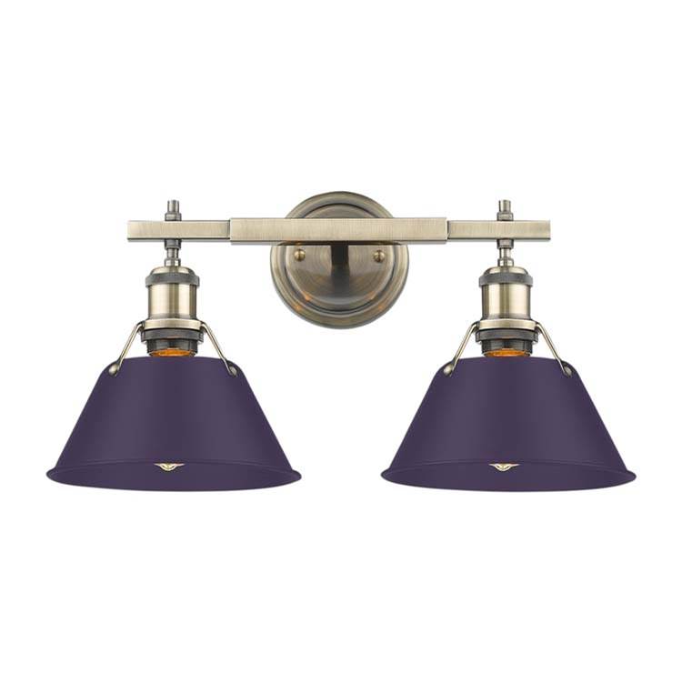 Golden Lighting Orwell Yep By Golden Lighting Orwell 2-light Vanity In Aged Brass And Exotic Purple Shade
