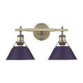 Golden Lighting 3306-BA2 AB-EP Aged Brass Yep By Golden Lighting Orwell 2-light Vanity In Aged Brass And Exotic Purple Shade Image 1