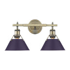 Golden Lighting 3306-BA2 AB-EP Aged Brass Yep By Golden Lighting Orwell 2-light Vanity In Aged Brass And Exotic Purple Shade Image 1