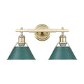 Golden Lighting 3306-BA2 AB-GN Aged Brass Yep By Golden Lighting Orwell 2-light Vanity In Aged Brass And Pine Green Shade Image 1