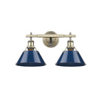 Golden Lighting 3306-BA2 AB-NVY Aged Brass Yep By Golden Lighting Orwell 2-light Vanity In Aged Brass And Navy Blue Shade Image 1