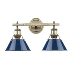 Golden Lighting Orwell Yep By Golden Lighting Orwell 2-light Vanity In Aged Brass And Navy Blue Shade