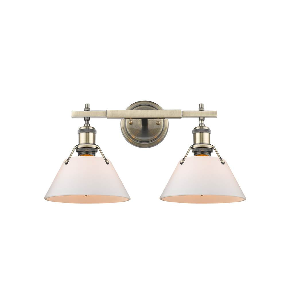 Golden Lighting Orwell Yep By Golden Lighting Orwell 2-light Vanity In Aged Brass And Opal Glass