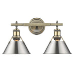 Golden Lighting 3306-BA2 AB-PW Aged Brass Yep By Golden Lighting Orwell 2-light Vanity In Aged Brass And Pewter Shade Image 1