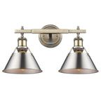 Golden Lighting Orwell Yep By Golden Lighting Orwell 2-light Vanity In Aged Brass And Pewter Shade