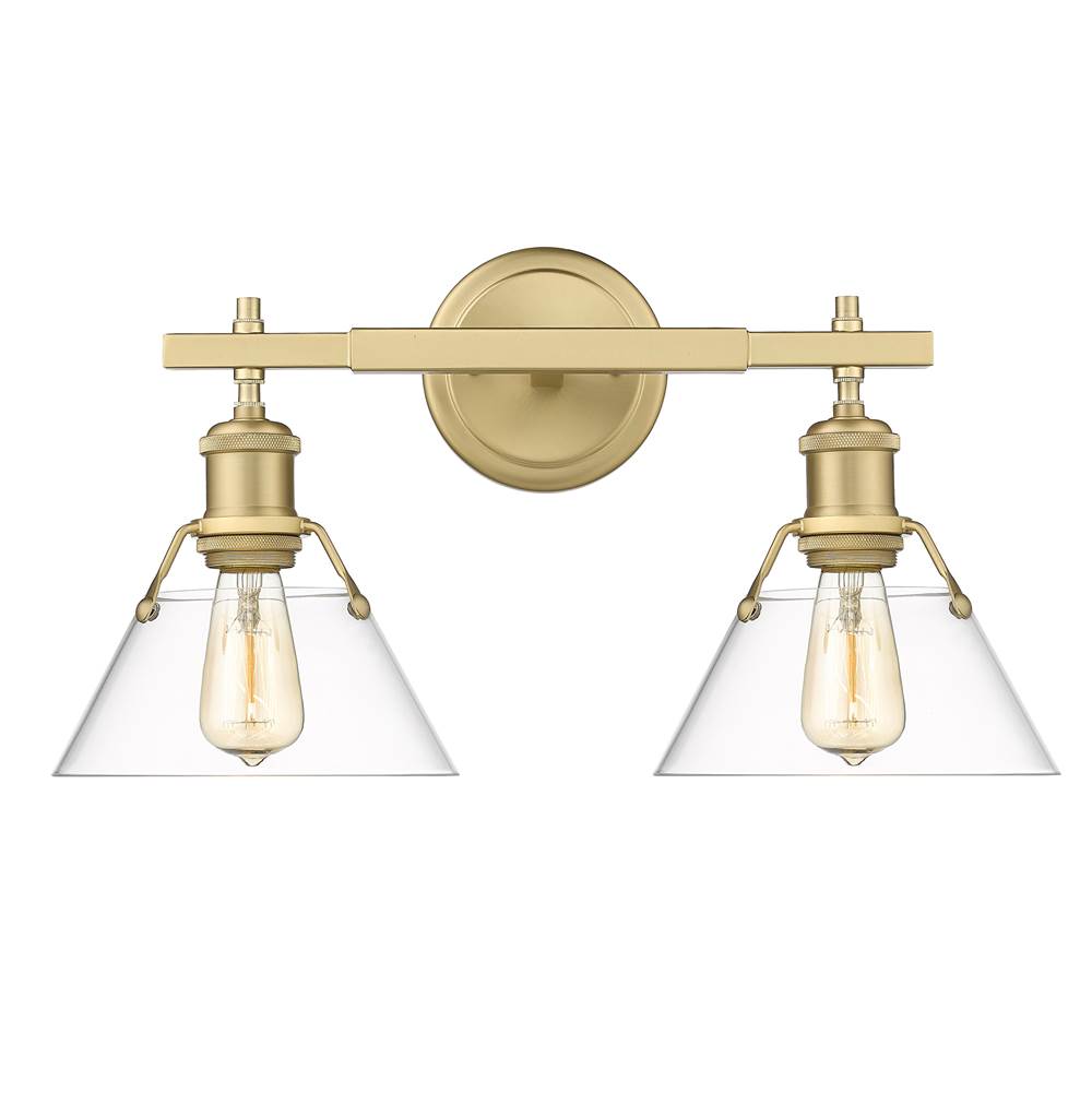 Golden Lighting Orwell Yep By Golden Lighting Orwell 2-light Vanity In Aged Brass And Clear Glass