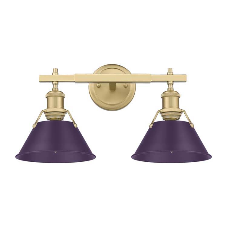 Golden Lighting Orwell Yep By Golden Lighting Orwell 2-light Vanity In Aged Brass And Exotic Purple Shade