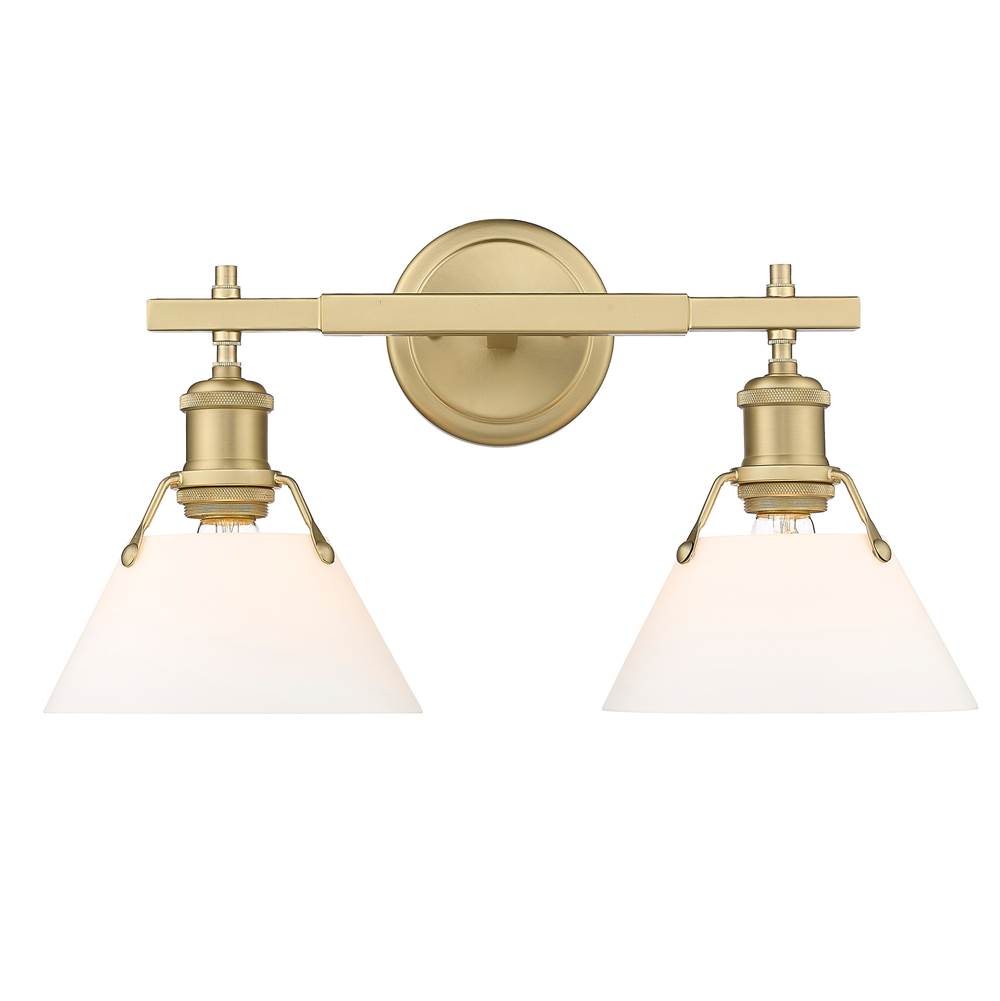 Golden Lighting Orwell Yep By Golden Lighting Orwell 2-light Vanity In Aged Brass And Opal Glass