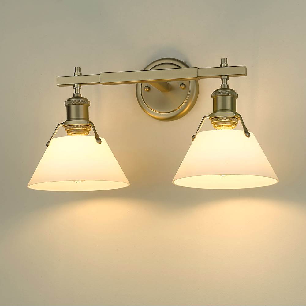 Golden Lighting 3306-BA2 BCB-OP Brushed Champagne Brass Yep By Golden Lighting Orwell 2-light Vanity In Brushed Champagne Brass And Opal Glass Image 3