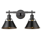Golden Lighting Orwell Yep By Golden Lighting Orwell 2-light Vanity In Aged Brass And Matte Black Shade