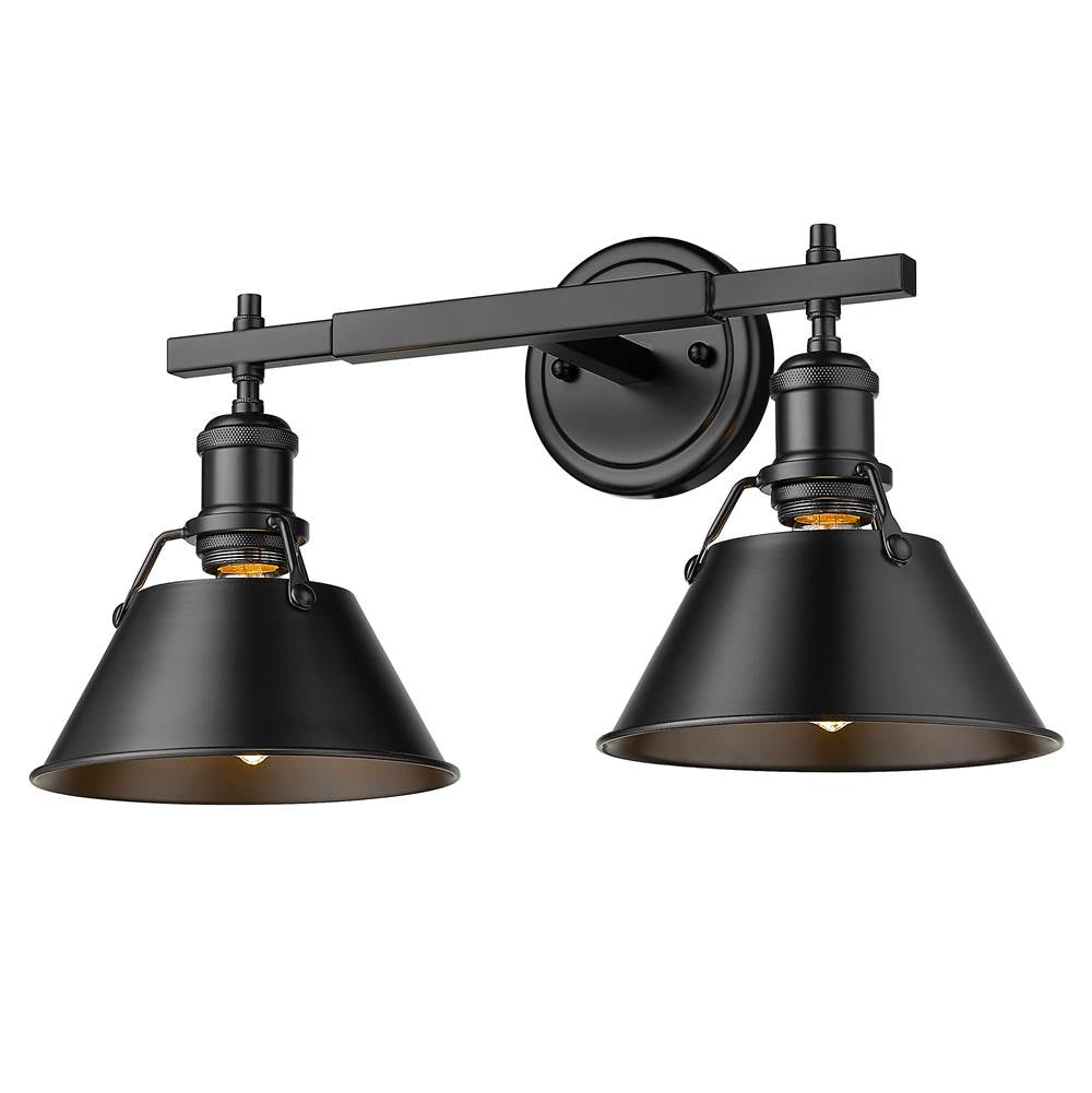 Golden Lighting 3306-BA2 BLK-BLK Matte Black Yep By Golden Lighting Orwell 2-light Vanity In Matte Black Image 2