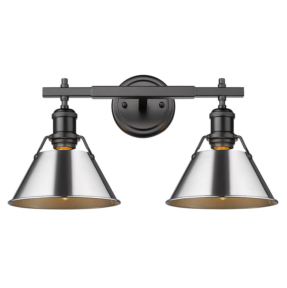 Golden Lighting Orwell Yep By Golden Lighting Orwell 2-light Vanity In Aged Brass And Chrome Shade