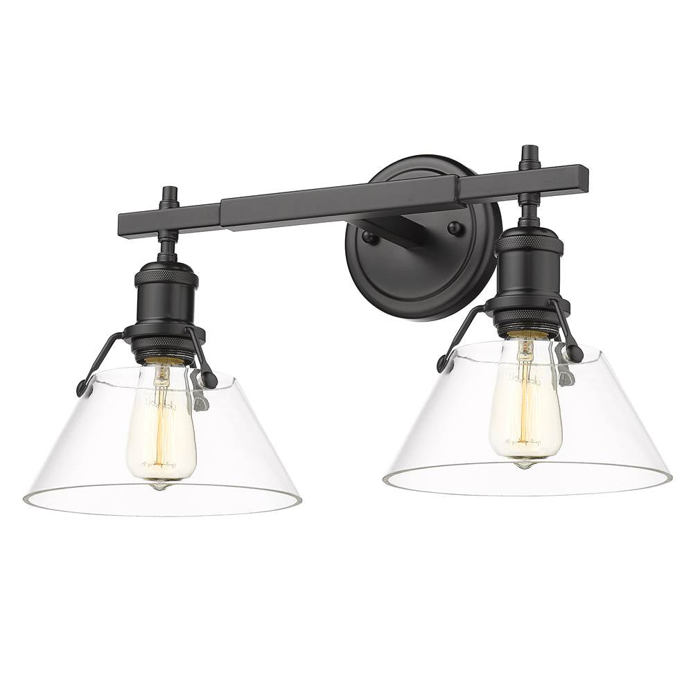 Golden Lighting 3306-BA2 BLK-CLR Matte Black Yep By Golden Lighting Orwell 2-light Vanity In Matte Black And Clear Glass Image 4