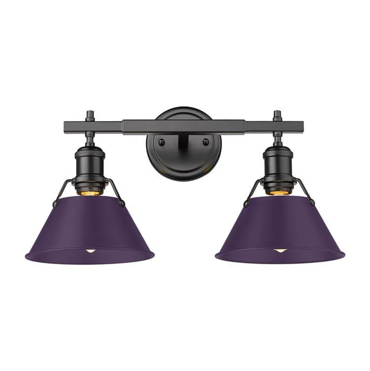 Golden Lighting Orwell Yep By Golden Lighting Orwell 2-light Vanity In Aged Brass And Exotic Purple Shade