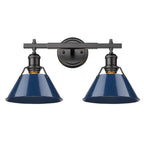Golden Lighting Orwell Yep By Golden Lighting Orwell 2-light Vanity In Aged Brass And Navy Blue Shade