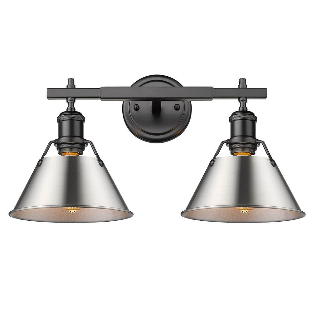 Golden Lighting Orwell Yep By Golden Lighting Orwell 2-light Vanity In Aged Brass And Pewter Shade