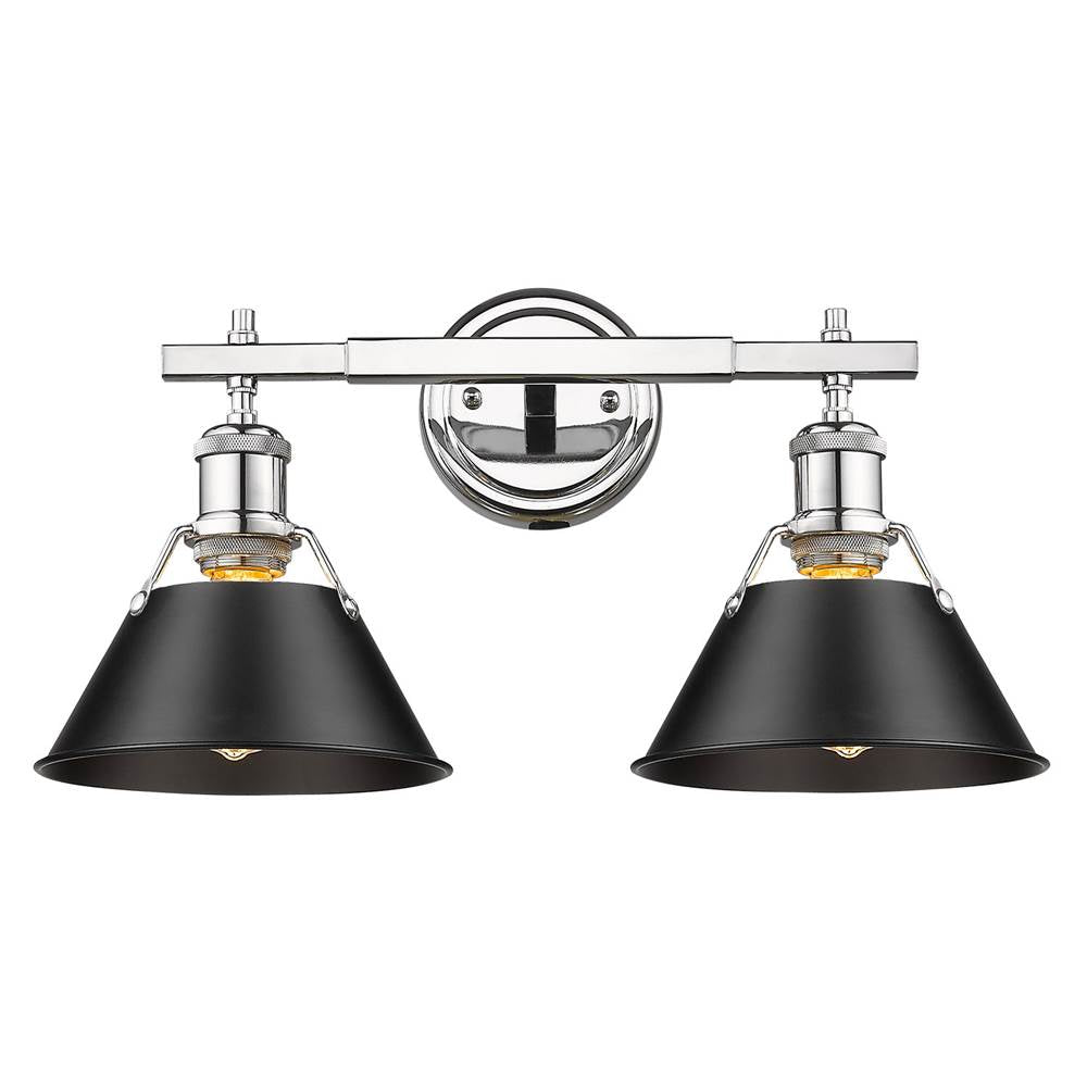 Golden Lighting Orwell Yep By Golden Lighting Orwell 2-light Vanity In Aged Brass And Matte Black Shade