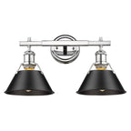 Golden Lighting Orwell Yep By Golden Lighting Orwell 2-light Vanity In Aged Brass And Matte Black Shade