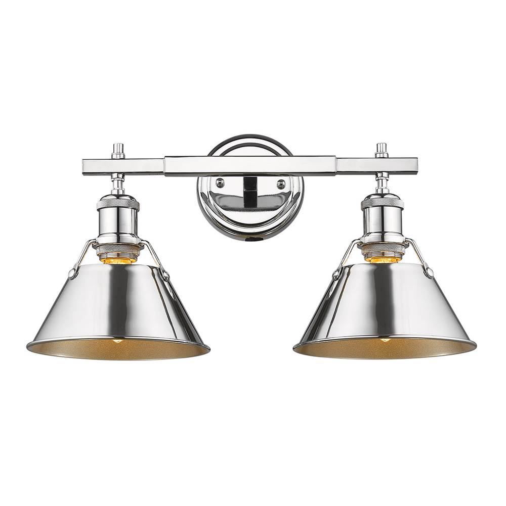 Golden Lighting Orwell Yep By Golden Lighting Orwell 2-light Vanity In Aged Brass And Chrome Shade