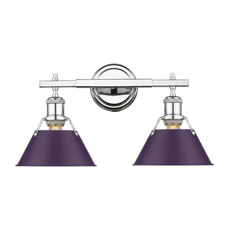 Golden Lighting Orwell Yep By Golden Lighting Orwell 2-light Vanity In Aged Brass And Exotic Purple Shade