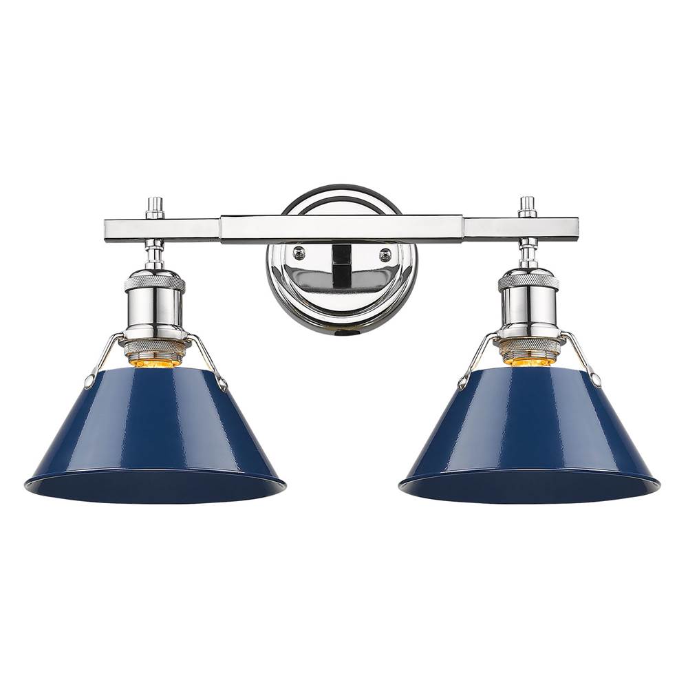 Golden Lighting Orwell Yep By Golden Lighting Orwell 2-light Vanity In Aged Brass And Navy Blue Shade